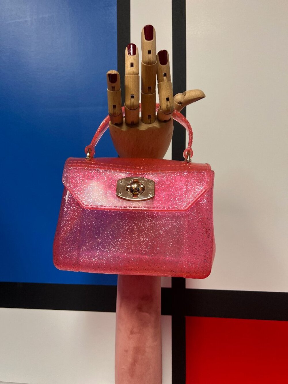 EUC Small Pink Glitter Jelly Handbag Purse